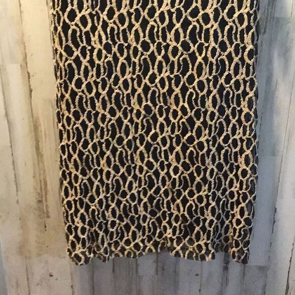 Dress by Kataya black mesh with tan overlay pattern ladies size 16 - Picture 2 of 9